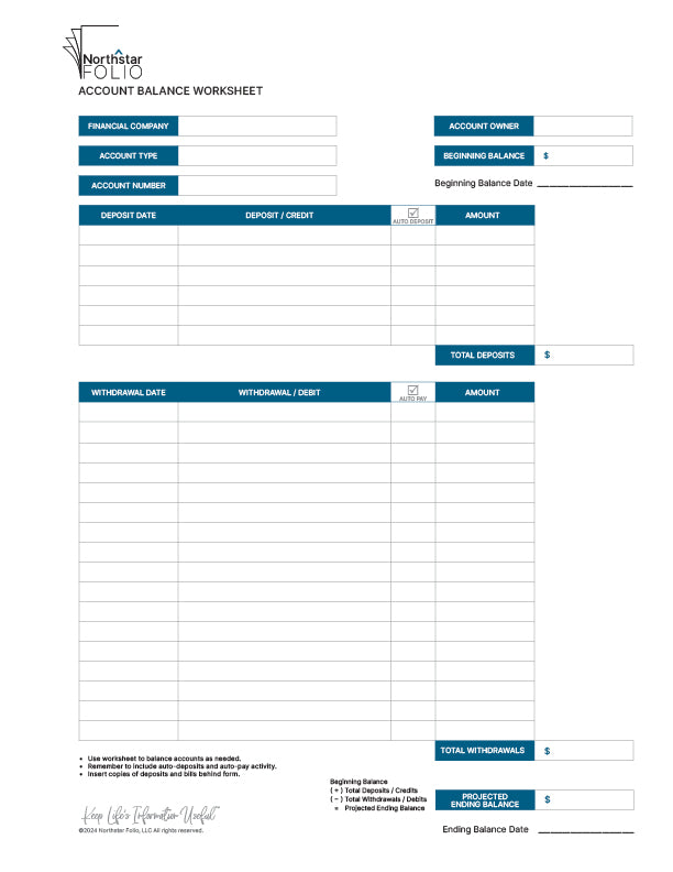 FINANCIAL PAD_Account Balance Worksheet_October 22